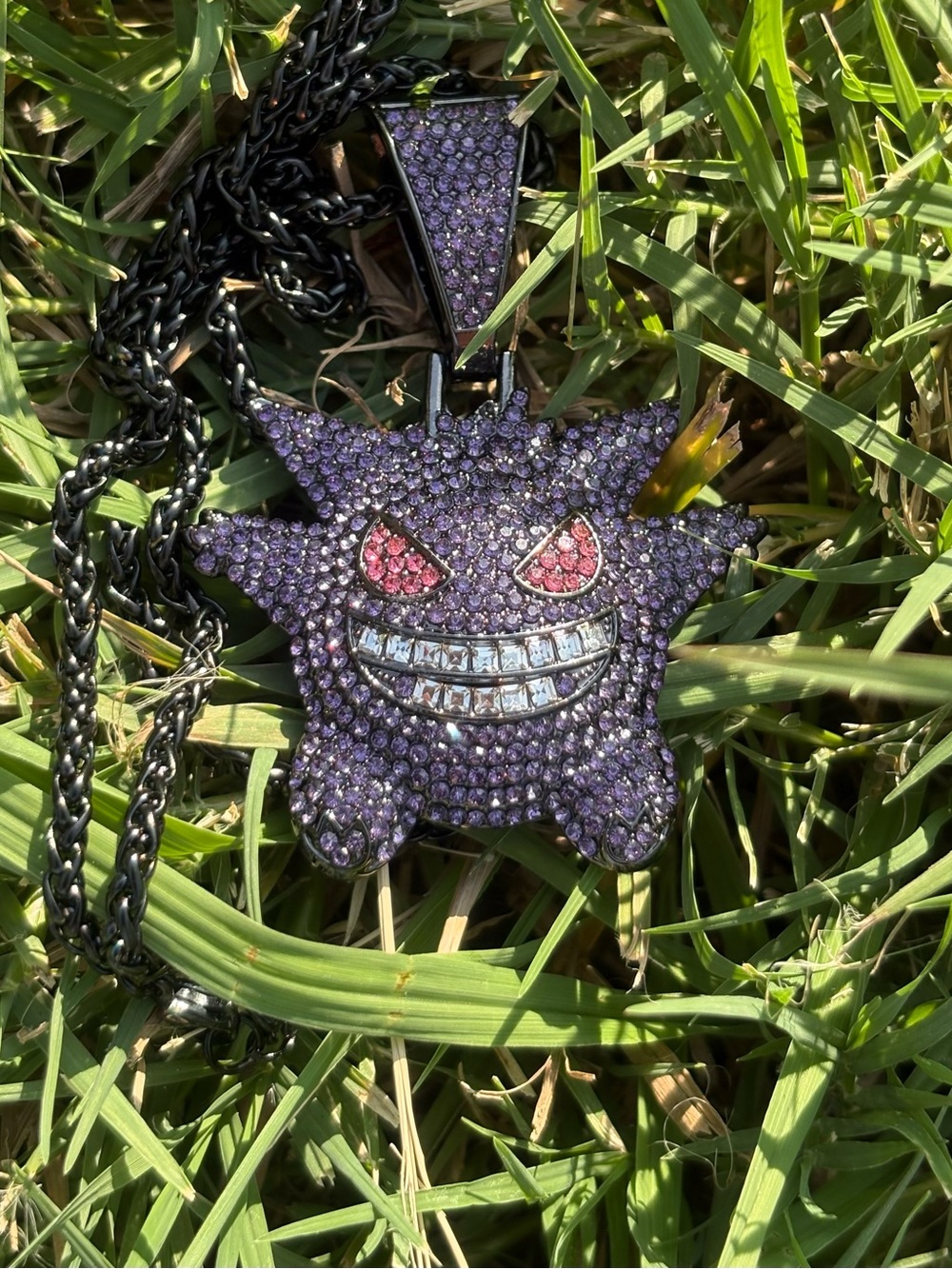Purple Gengar-Inspired Crystal Pendant Necklace - Unbranded